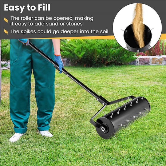Costway 21" Heavy Duty Manual Rolling Lawn Aerator Tool with Handle